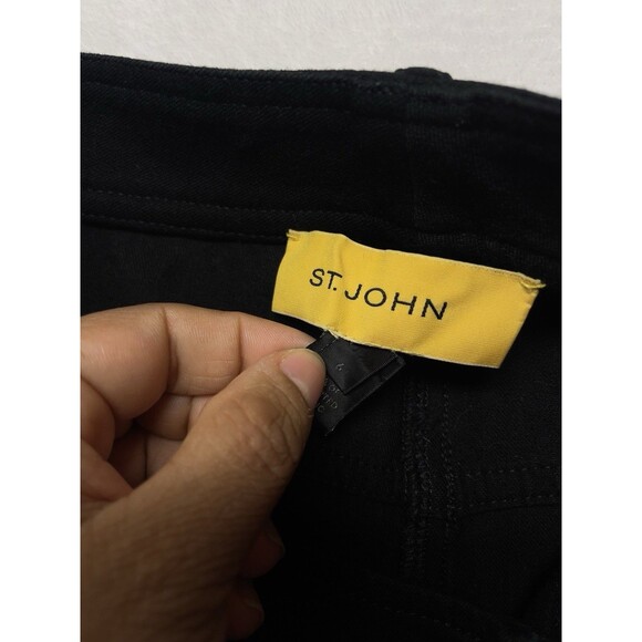 ST. JOHN Women's Size 6 Relaxed Straight Leg High-Rise Black Stretch Pants - Picture 16 of 16